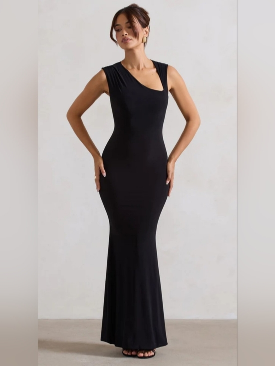 Dresses & Skirts - Club L Black One-Shoulder Evening Maxi Mermaid Dress